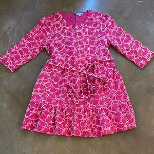 Draper James Magenta cotton Embroidered Dress 2 side pockets XL